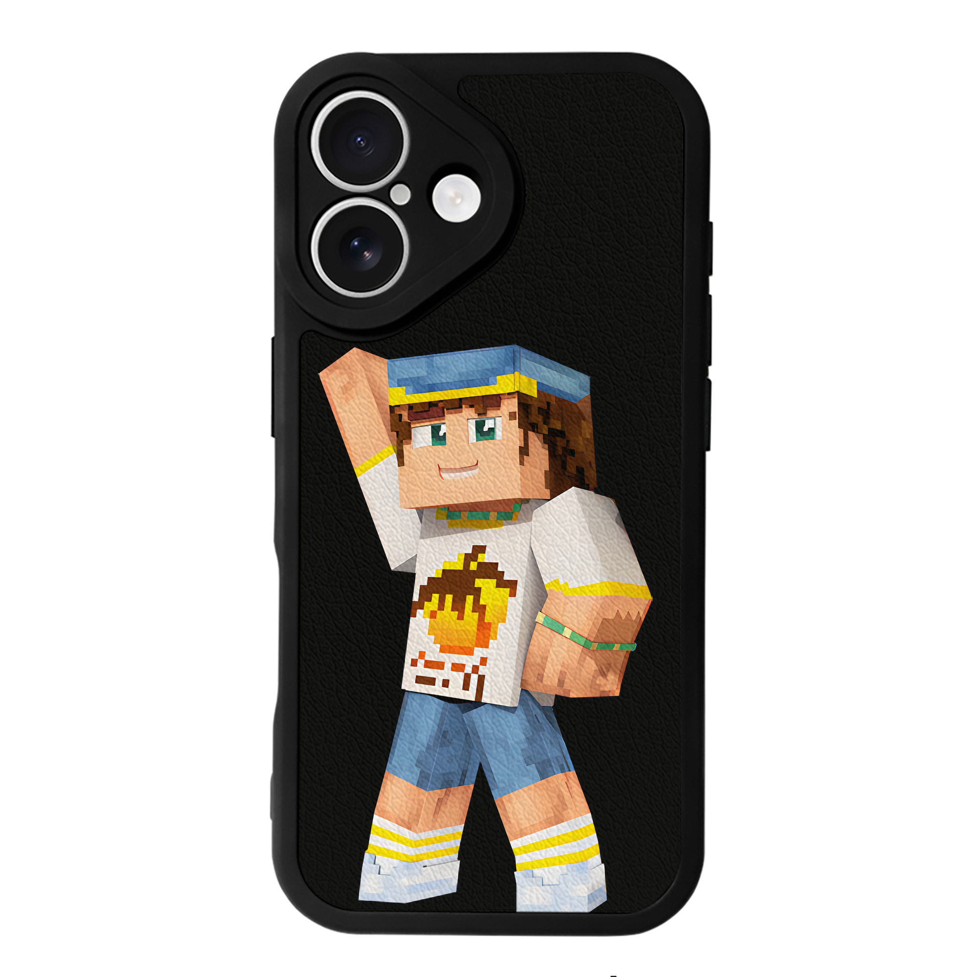 （画像用） マインクラフト ブロックの世界 Minecraft MC Block world 【iPhone 16シリーズ対応】シリコンスマホケース（レザー調） 材質：シリコン